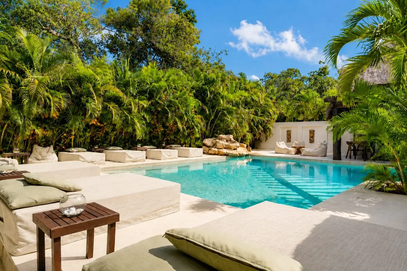 Pool and palapa lounge aerial view at Amari Medical Institute